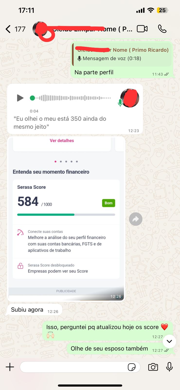 Print do score da Cleide
